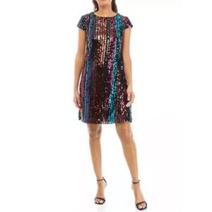 Donna Ricco Multicolor Sequin Sheath Dress